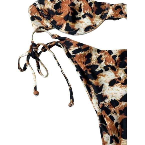 Zaful 2 Piece Bikini Animal Print String Bikini Underwire Size 8 Large - Picture 7 of 9